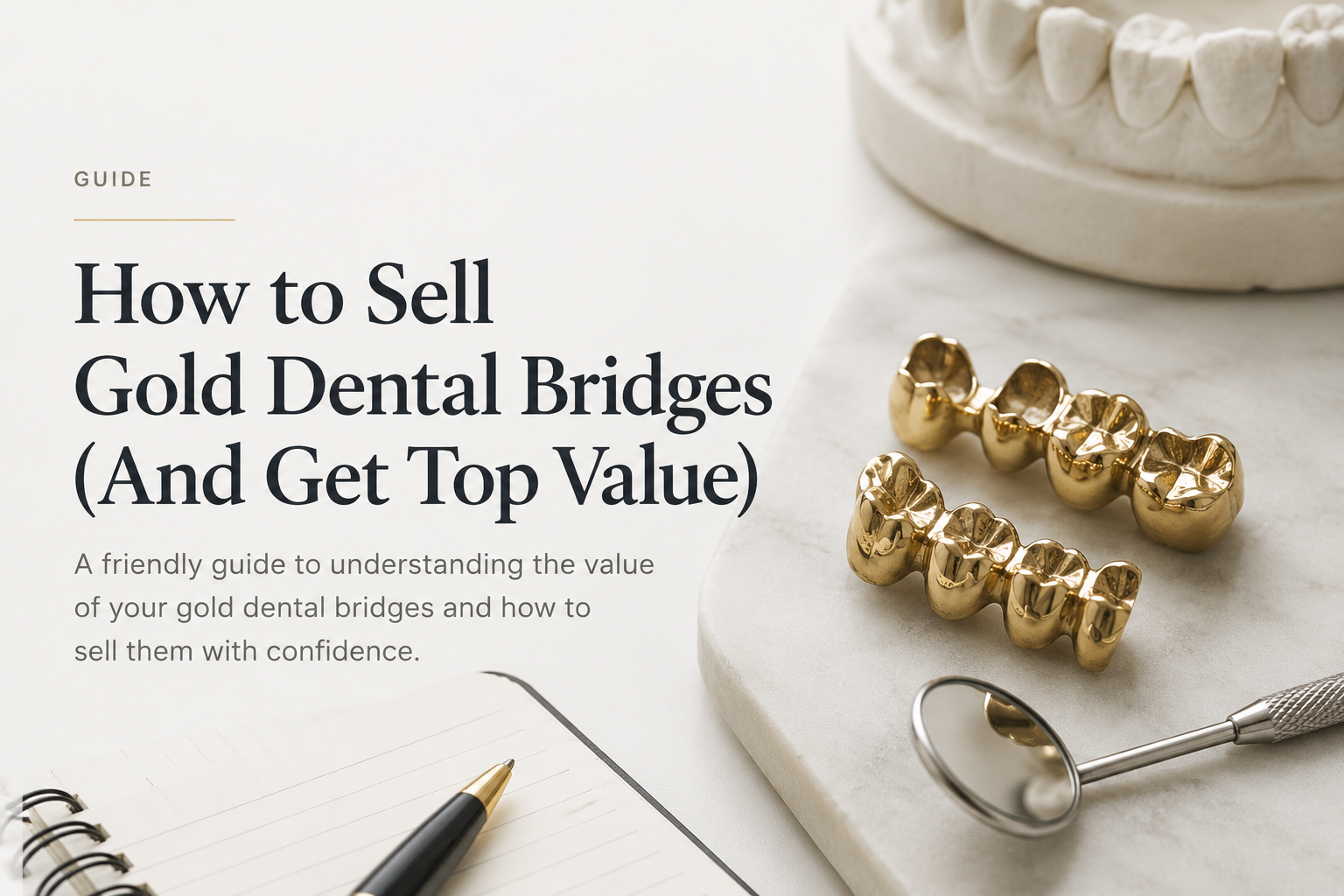Sell dental bridges for cash — high-noble and noble alloy dental gold ready for professional melt-and-assay valuation