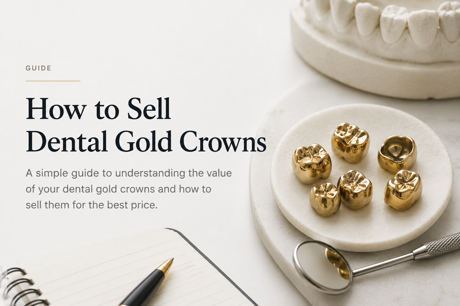 Sell gold crowns for cash — high-noble and noble alloy dental crowns ready for professional melt-and-assay valuation